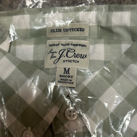 NWT J. Crew Green & White Gingham Button Up Shirt - Picture 3 of 4